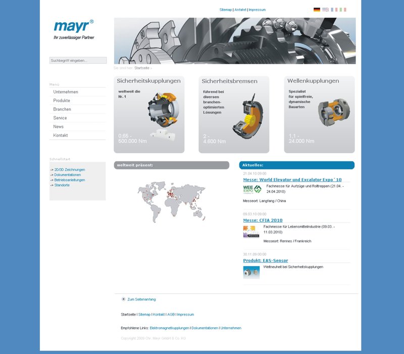 mayr® Power Transmission svela il suo nuovo sito web
